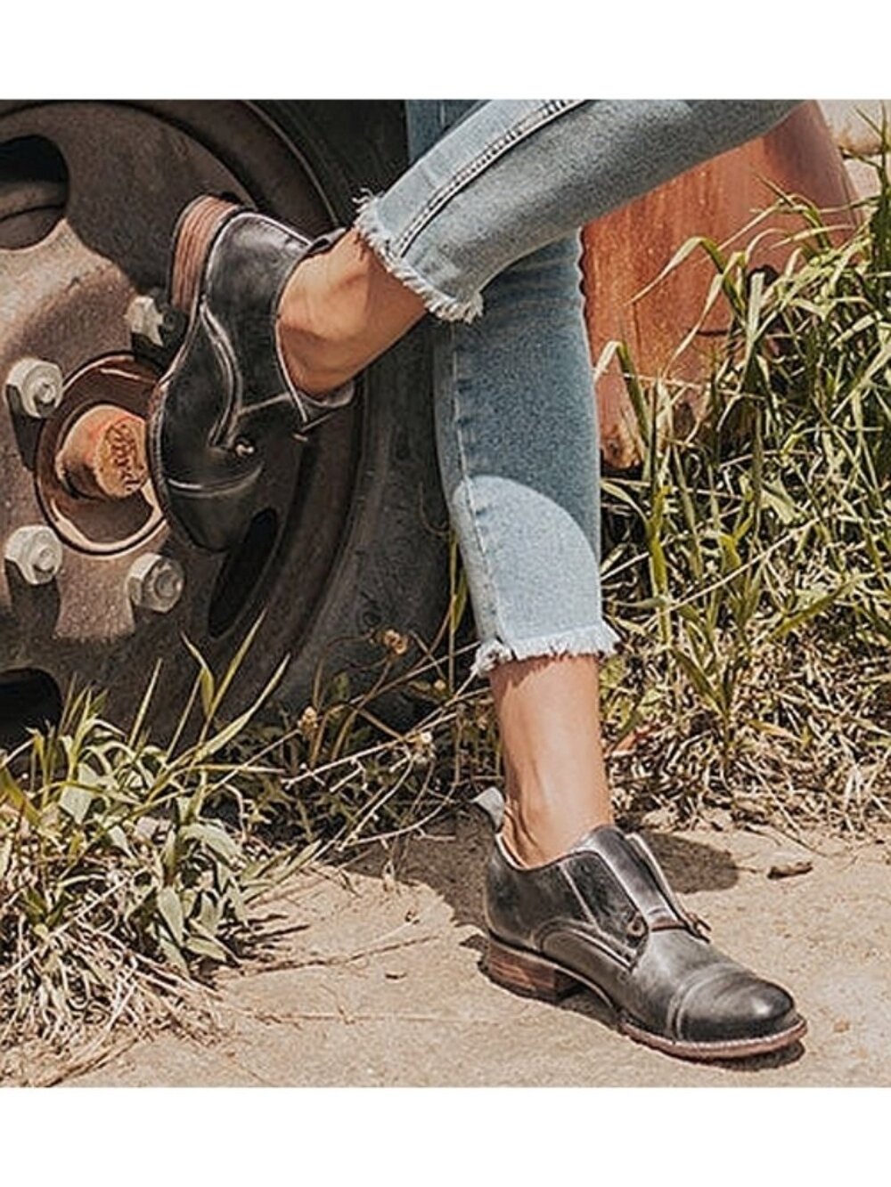 Freebird Mabel Leather Oxfords Distressed Edgy Grey Steampunk Loafers Flats 10 - Picture 5 of 15